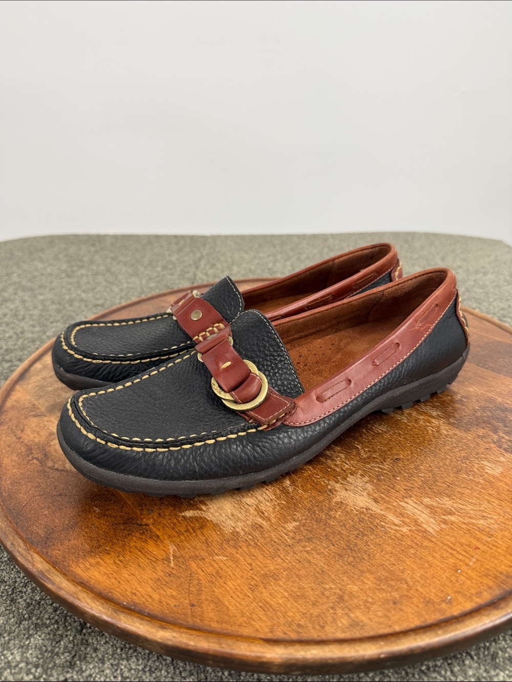 Naturalizer Shoes Wm 8 M Brown Black Driving Loafer Slip On Comfort Buckle